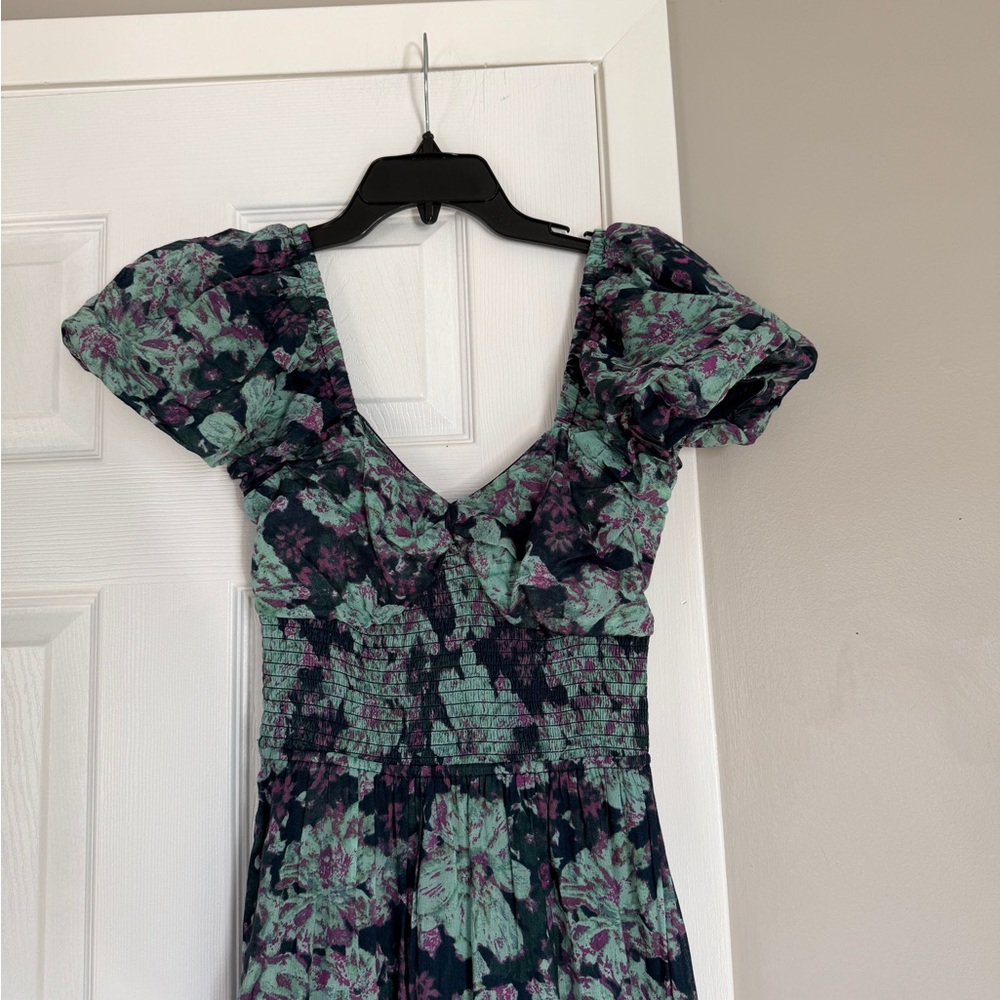 Free People Navy and Teal Floral Maxi Dress - Picture 6 of 11